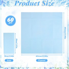 60 Pcs Light Blue Linen-Feel Paper Napkins with Built-in Flatware Pocket, Pocket Linen Napkins Prefolded Cloth Like Paper Napkins Bulk for Silverware Wedding Baby Shower Birthday Bridal Party