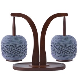 Rose and burlap Yarn Holder for Knitting and Crocheting, 2 Spindles, Strong Magnet, Holds 2 lbs, Corn Design to Prevent Stuck, Bottom Tray for Neat Storage, Slient Spacer (Walnut Corlor)