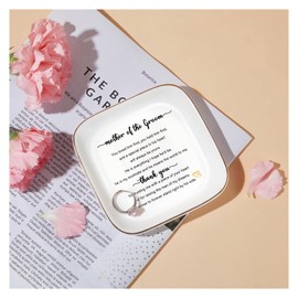 Titanape Mother of the Groom Gifts from Bride Wedding Gifts for Mother in Law Ceramic Trinket Ring Dish for Women,Bridal Shower Gifts,Unique Birthday Gift - Thank You for Raising the Man of My Dreams