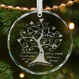 5 Year Marriage, 5 Year for Men Women, 5th Anniversary Ornament 2024 for Couples Her Him, Happy 5th Anniversary Christmas Ornaments