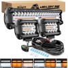 Nilight 12Inch 300W LED Light Bar 2PCS 4Inch 60W Light