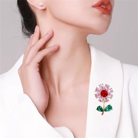 WCRAZYE Sunflower Flower Brooch Pin for Women Girls Elegant Enamel Crystal Rhinestone Yellow Flower Plant Brooch Pin, Charm Sun Flower Coat Brooch for Mom Christmas Valentine's Day Jewelry Gifts (Style1)