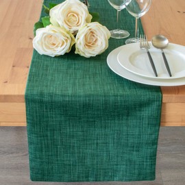 The White Petals Emerald Green Dresser Scarf Table Runners (13x36 inch, Pack of 1) Fabric Lined | Properly Finished, No Fray Edges | for Home, Kitchen, Dining Room, Holiday, Wedding Party Décor