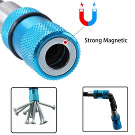 Saipor 3pcs Adjustable Screw Depth Magnetic Screwdriver Bit Holder 1/4" Hex Shank Drywall Screw Bit Holder Screw Tool with Phillips 2 Screw Driver Bits, Blue