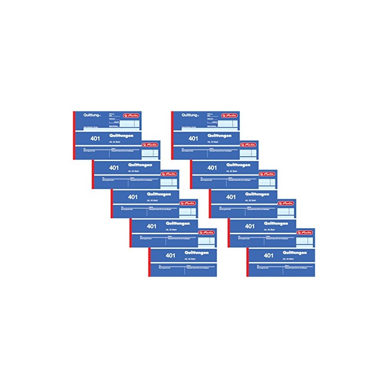 Herlitz 886606 Receipt Book A6, 50 sheets, Pack of 10