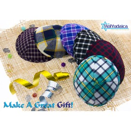 HolYudaica Pack of 6-Pcs - Hq Mix Colors Kippah for Boys and Kids, Yamaka Hat from Israel - Kippot Bulk (17CM Flat)