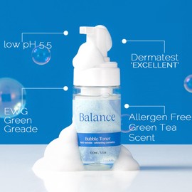 RiRe Balance Bubble Skin Care Toner for Face 3.3oz. with 8 hyaluronic Acid EWG Green Grade, Low pH5.5 Rich Bubble for Moisturizing Nourishing, Oil-Moisture Balance