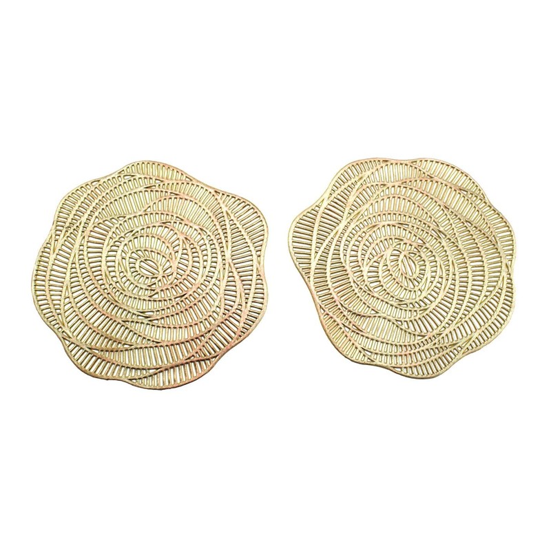 speed mao Fashionable Rose Coasters PVC Insulated Gold Set of