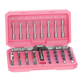 Professional 42 in 1 Magnetic Screwdriver Tool Kit Multi Functional Precision Bits for PC, Camera, Smartphone, Furniture, Bike – Ideal for Electronics & Home Repairs Pink