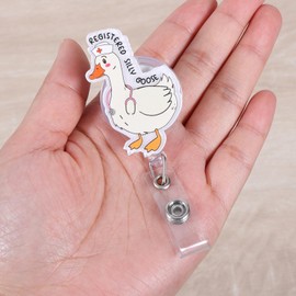 Funny Registered Silly Goose Badge Reel, RN Badge Buddy, Cute ID Work Badge Holder with Retractable Alligator Clip Accessories for LPN CNA MA Nurse Doctor Nursing Student Teacher, and Medical Workers