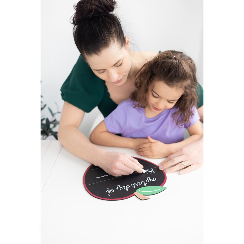 Pearhead First and Last Day of School Chalkboard, Reusable Apple-Shaped
