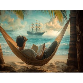 CALVENDO Puzzle Pirate Adventure - Young Man Reads a Book | Size