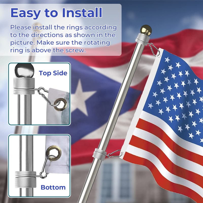 Yarkor Flag Pole Clip, Aluminum Alloy Flag Pole Rings, 360