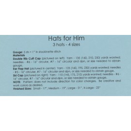 Lisa Knits Knitting Pattern HT-008 Hats for Him - 3 Hats 4 sizes -Child & Adult
