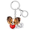SHIGIE Acrylic Adorable Brown Papillon Dog Keychain Car Backpack Key Ring Pets Animals Jewelry For Women Puppy Lovers Gifts (Orange)