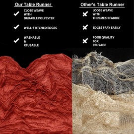 2 Pack Terracotta 120 x 35 Inch Cheesecloth Thanksgiving Table Runner, Polyester Long Multi-Use Cheese Table Cloth Wedding Bridal Shower Decorations