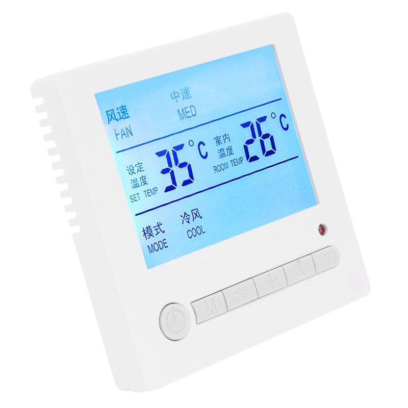 AC220V Intelligent LCD Thermostat Fan Coil Temperature Controller Air Conditioning