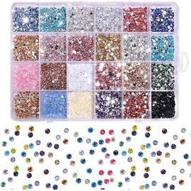 Cristales Decorativos para Manualidades, Pedrería de Cristal para Uñas, Maquillaje, Teléfonos, Horquillas y Más, 24 Colores en Caja de Almacenamiento 