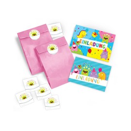 '10 Kids Birthday Party Invitations for Girls and Boys "Fun Monster/Colourful/Colourful Birthday Invitations Invite