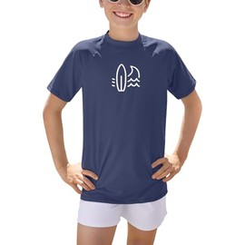 BesserBay Boys' UV Rash Guard Short-Sleeved Swimming Shirt UPF 50+ Children 110-160, navy