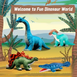 lilizzhoumax Brachiosaurus Plush Toy, 35 cm/14 Inches, Simulated Animal Brachiosaurus Plush Toy, Kawaii Brachiosaurus Cuddly Toy, Realistic Dinosaur Toy for Wild Animals, Gift for Children