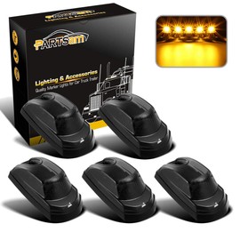 Partsam 5Pcs for F250 F350 F450 Smoke Cab Lights Amber LED Cab Marker Roof Running Top Clearance Lights Assembly Compatible with Ford F-250 F-350 F-450 F-550 Super Duty 2017-2021 264343BK