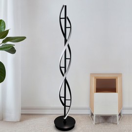 HCJIAJING Spiral Floor Lamp 53 inch, with Remote Control Three Color Dimmable Standing Lamps, Modern Creative Pole Lamp, 36W Floor Lamps for Living Room, Bedroom, Office, Study Light（Black）