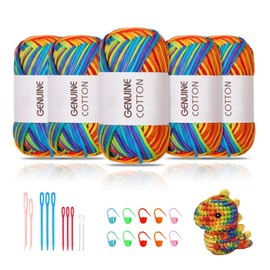 Maxee 5 x 50 g Thick Cotton Yarn for Crochet, Chunky Crochet Yarn for Beginners, No Split Crochet Amigurumi Wool, Chunky Cotton Yarn, Simple Knitting Yarn for Crochet, Knitting