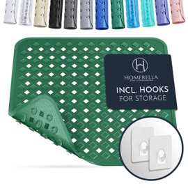 Homerella Shower Mat Skin-Sensitive 53 x 53 cm Includes Hanging Brackets Non Slip Shower Mats for Inside Shower BPA-Free Latex-Free Shower Mat Non Slip Anti Mould and Machine Washable