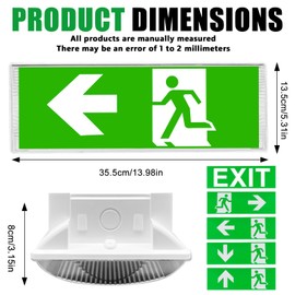 LED Notbeleuchtung, Notleuchte mit Notstromakku bis zu 3h, Notausganglicht Fluchtwegleuchte mit Wasserdichter Schalter, 100 Lampenperle Wasserdicht Notleuchte für Wandmontage, Notausgangsschild