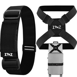 ZINZ Convenient Travel Goods, Bag Closing Belt, Versatile, Adjustable, Lightweight, Elastic Fastening Belt for Luggage, Prevents Slipping, Black Suit