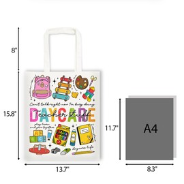RNYJJ Daycare Teacher Tote Bag Gifts for Women Teacher Appreciation Gift Canvas Tote Bag Thank You Gift for Daycare Provider Teacher Christmas End of Year Birthday