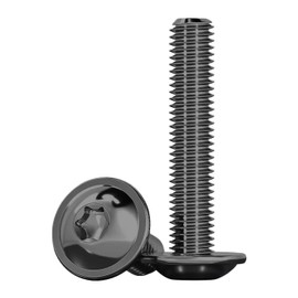 Drenky M5 Rounded Head Screws with Flange Black Pack of 20, M5 x 35 mm Screws Torx ISO 7380-2 Rustproof Stainless Steel A2 V2A Rounded Head Screws Flange Screws Thread Screws Full Thread