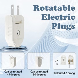 Extension Cord Replacement Male Power Plug, 4 Pack Replacement Plug 2 Prong, Rotatable Electric Plugs, Lamp Plug Replacement, 250V/10A, for Small Appliances Power Strips Lamps DIY Craft, White