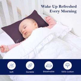 Toddler Travel Pillow Cases Set of 2, 600 Thread Count 100% Egyptian Cotton Pillow Covers for Boys and Girlswith Zipper Closure, 12" x 16" (Plum, Zipper Closure -12" x 16")