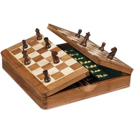 Dal Magnetic Chessboard 25 cm Wood Brown/Cream 2-Piece Set