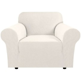 H.VERSAILTEX Armchair Cover Stretching Skid Resistance Couch Cover for Dogs Washable, Thick and Durable Soft High Spandex Jacquard Sofa Covers, Form Fitted Chair Slipcover(Armchair 31"-40", Ivory)