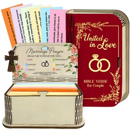 NETHOMEWOODS Marriage Bible Verse Box – 150 Prayer Cards, Christian Wedding Gift for Couples Mom Dad, Inspirational Scriptures, Housewarming Gifts