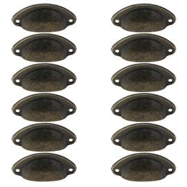 Antrader 12-Pack 1.6-inch Metal Semicircle Knobs Vintage Decorative Pull Handle Bronze Tone for Cabinet Drawer Door