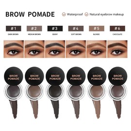 MAEPEOR Eyebrow Pomade 6 Colors Matte Smooth Full-pigmented Brow Pomade Long Lasting Waterproof Natural Brow Gel for All Skin Types and Tones (Matte, 01 Dark Brown)