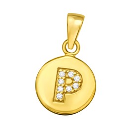 Laimons Girl's Letter Pendant with Cubic Zirconia, Sterling Silver 925, Available in Silver and Gold-Plated, Silver