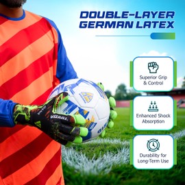 Vizari Soccer Goalkeeper Gloves – Pro Goalie Gloves for Kids, Youth & Adults | Fingersave Protection | Durable Grip | All-Weather Soccer Gloves for Goalkeepers