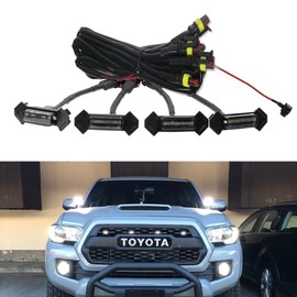 GTINTHEBOX 4pcs Smoked Lens Grill Lights White LED for 2016 2017 2018 2019 Toyota Tacoma TRD PRO Grille