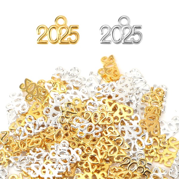 120pcs 2025 Year Charms, 0.51x0.32 Inch Mini 2025 Signet Charms