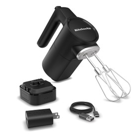 KitchenAid Go Cordless Hand Mixer - battery included, KHMR762, Black Matte