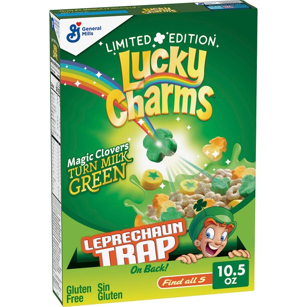 St Patricks Day Lucky Charms Cereal with Marshmallows, 10.5 OZ