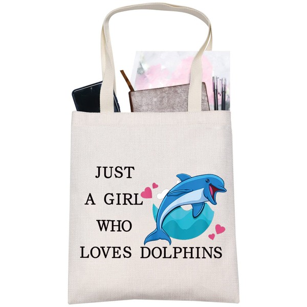 LEVLO Funny Dolphin Cosmetic Bag Animal Lover Gift for Women Girls, Loves Dolphins Tote Bag,