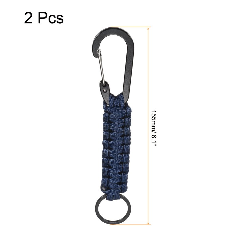 [PATIKIL] Paracord Keychain 2 Pcs Braided Lanyard Key Clip D