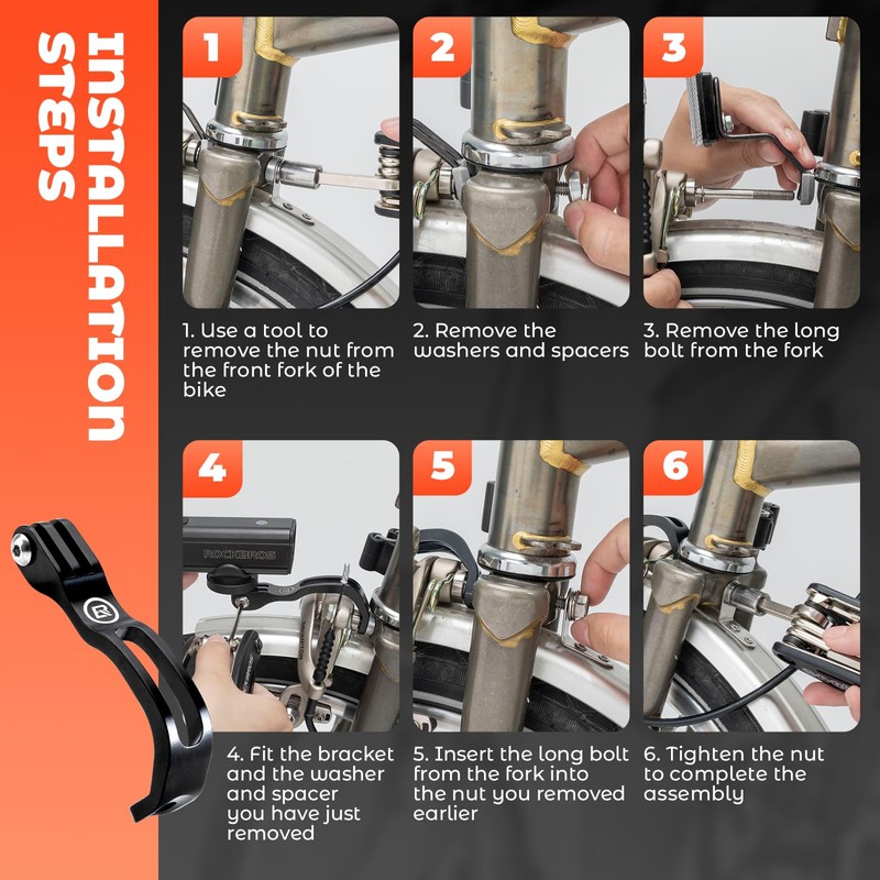 ROCKBROS Bicycle Light Bracket Front Fork Bike Front Light Holder