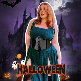 WERFORU Women Corset Elastic Belt Wide Retro Lace-up Tied Costume Waspie Waist Belt for Ladies，Black，Suit Waist Size 32"-35"